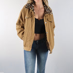 Y2K cheetah print faux fur denim jacket - simplecoolgirl