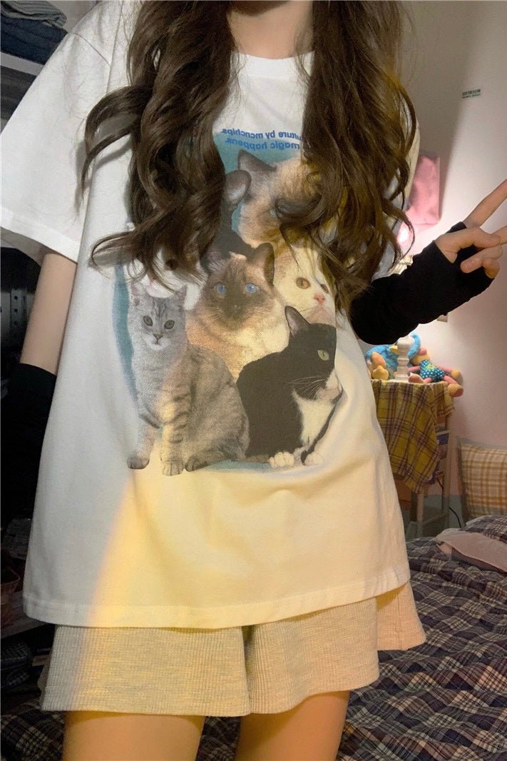 Cats pattern oversized T-shirt - SCG_COLLECTIONSTop