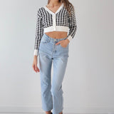 Cool girl houndstooth pattern cardigan - SCG_COLLECTIONSsweater