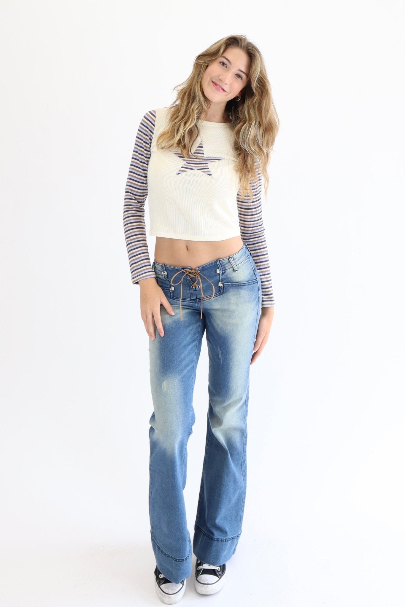Low Rise lace up flare jeans - SCG_COLLECTIONSBottom
