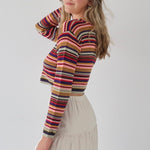 Rainbow stripe pattern button front cardigan - SCG_COLLECTIONSsweater
