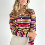 Rainbow stripe pattern button front cardigan - SCG_COLLECTIONSsweater