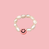 Smiley face pearl beaded ring - SCG_COLLECTIONS